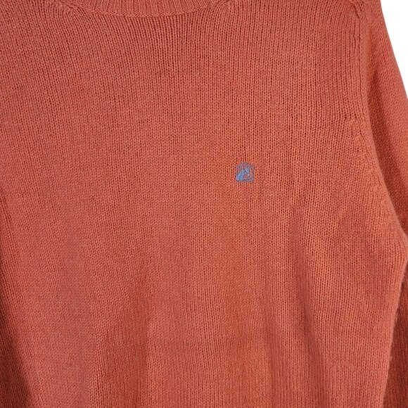 Ralph Lauren Chaps Mens Shetland Wool Sweater Orange Large Pullover Ribbed VTG - Picture 4 of 8